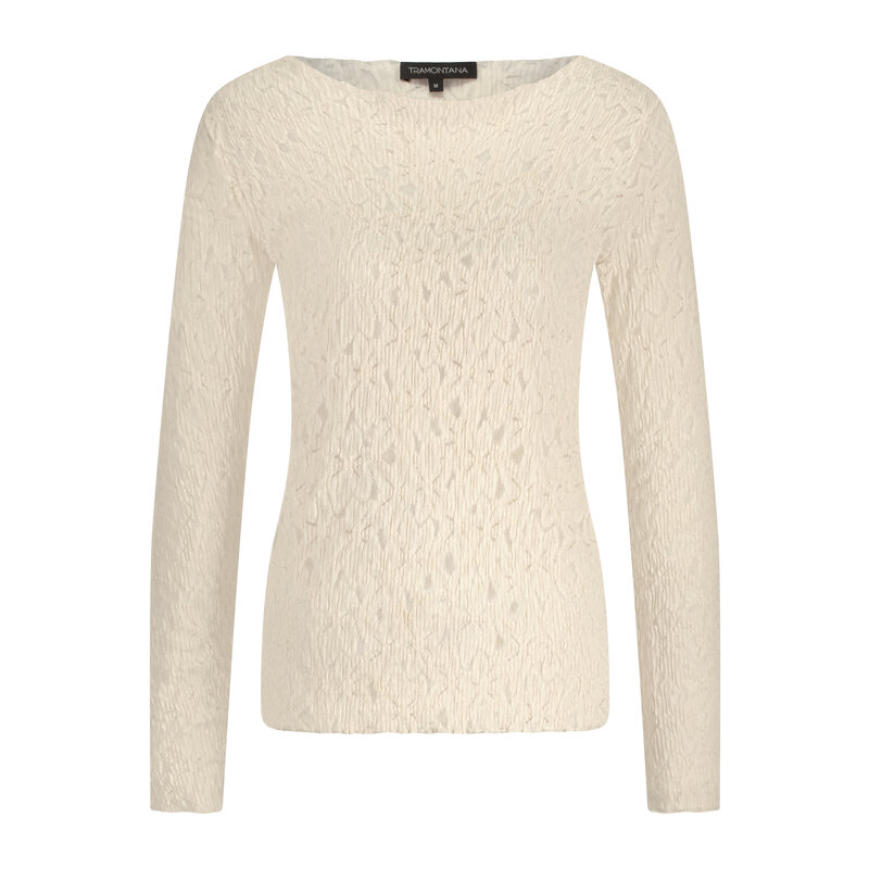 TRAMONTANA TRAMONTANA 25H BRUSHED STRETCH LACE TOP STONE