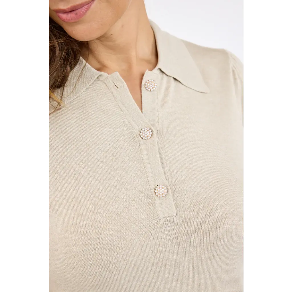JENSEN 25H PULLOVER POLO BEIGE