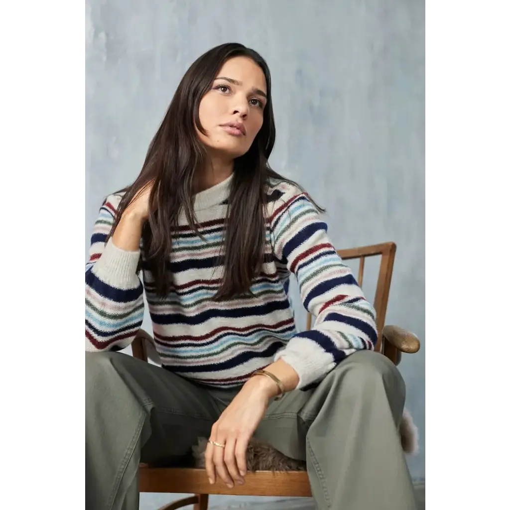 JENSEN 25H PULLOVER RAYURES CREME/MULTI