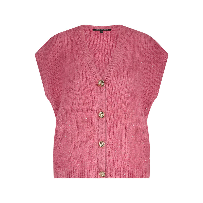 TRAMONTANA TRAMONTANA 25H SLEEVELESS LUREX CARDIGAN ROSEWOOD