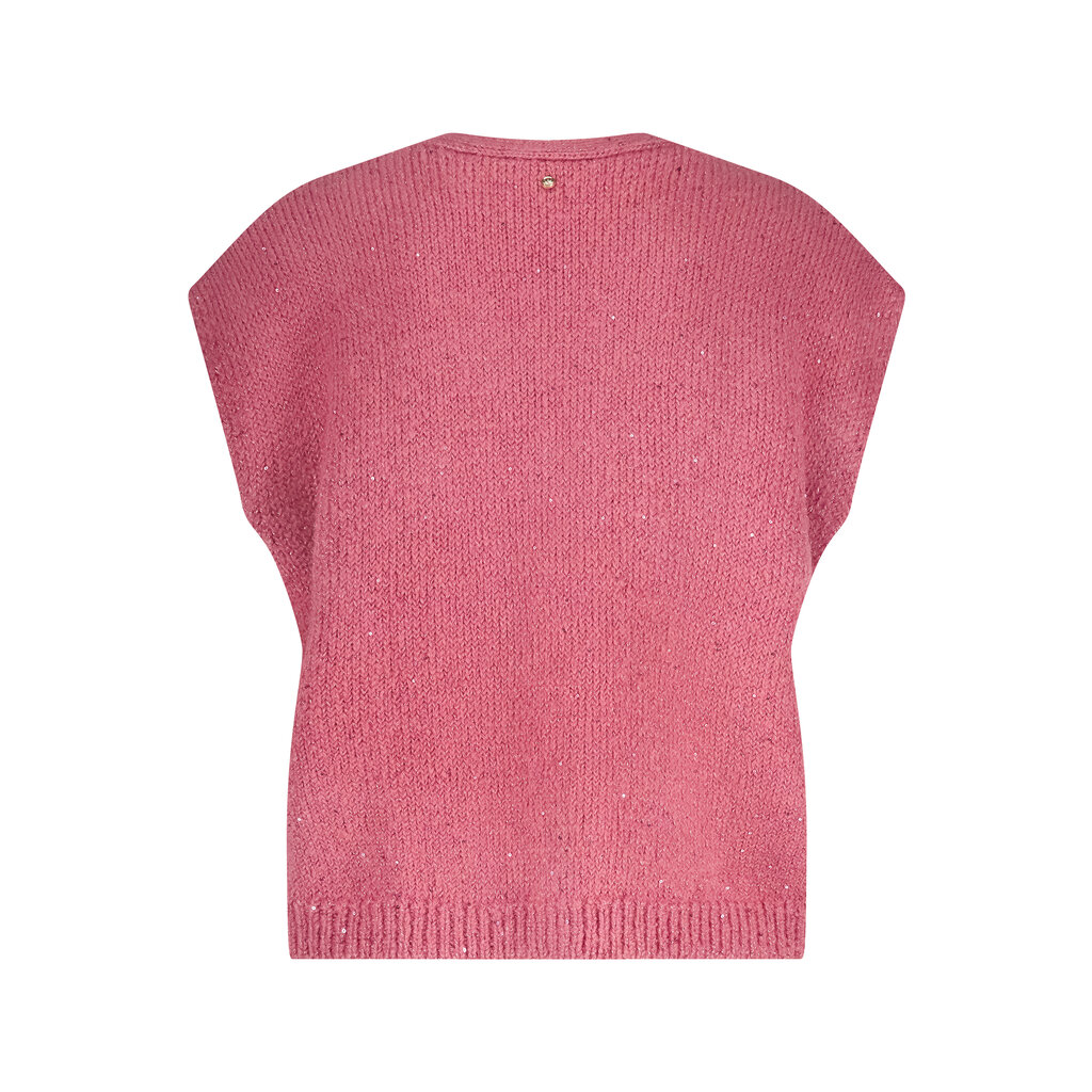 TRAMONTANA TRAMONTANA 25H SLEEVELESS LUREX CARDIGAN ROSEWOOD