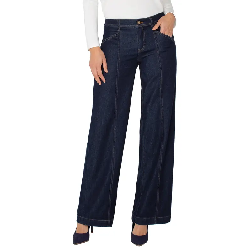 LIVERPOOL LIVERPOOL 25H TROUSER WIDE LEG W/SEAMING 32'' INDIGO RINSE