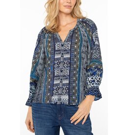 LIVERPOOL LIVERPOOL 25H BLOUSE BLUE SHIBORI MULTI