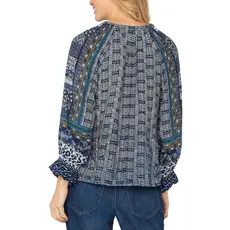 LIVERPOOL LIVERPOOL 25H BLOUSE BLUE SHIBORI MULTI