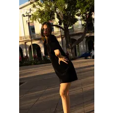 MAS MYKONOS DRESS PEPPER VELVET NOIR