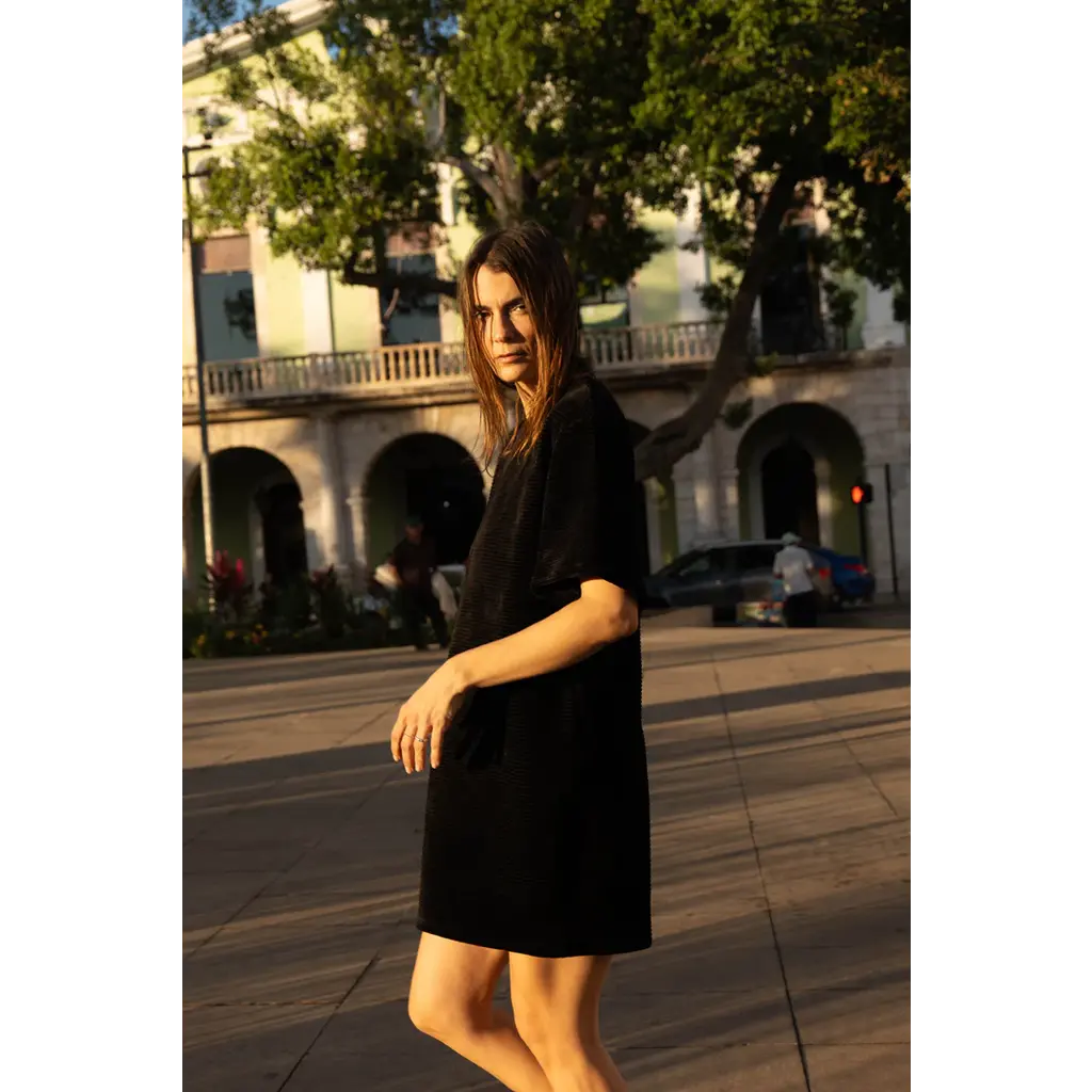 MAS MYKONOS DRESS PEPPER VELVET NOIR