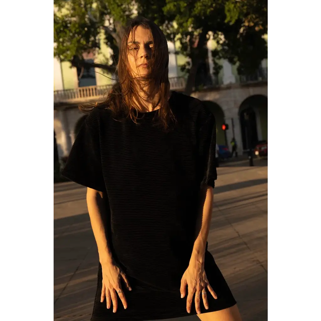 MAS MYKONOS DRESS PEPPER VELVET NOIR