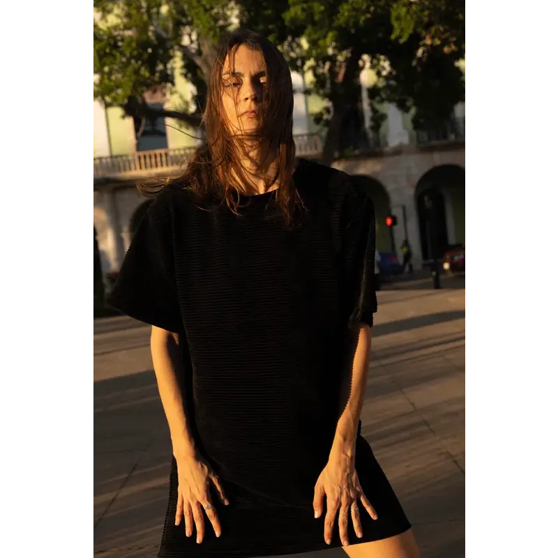 MAS MYKONOS DRESS PEPPER VELVET NOIR