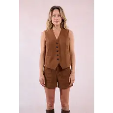 MOLLY BRACKEN MOLLY BRACKEN 25H VESTE SANS MANCHE SUEDINE MARRON