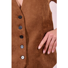 MOLLY BRACKEN MOLLY BRACKEN 25H VESTE SANS MANCHE SUEDINE MARRON