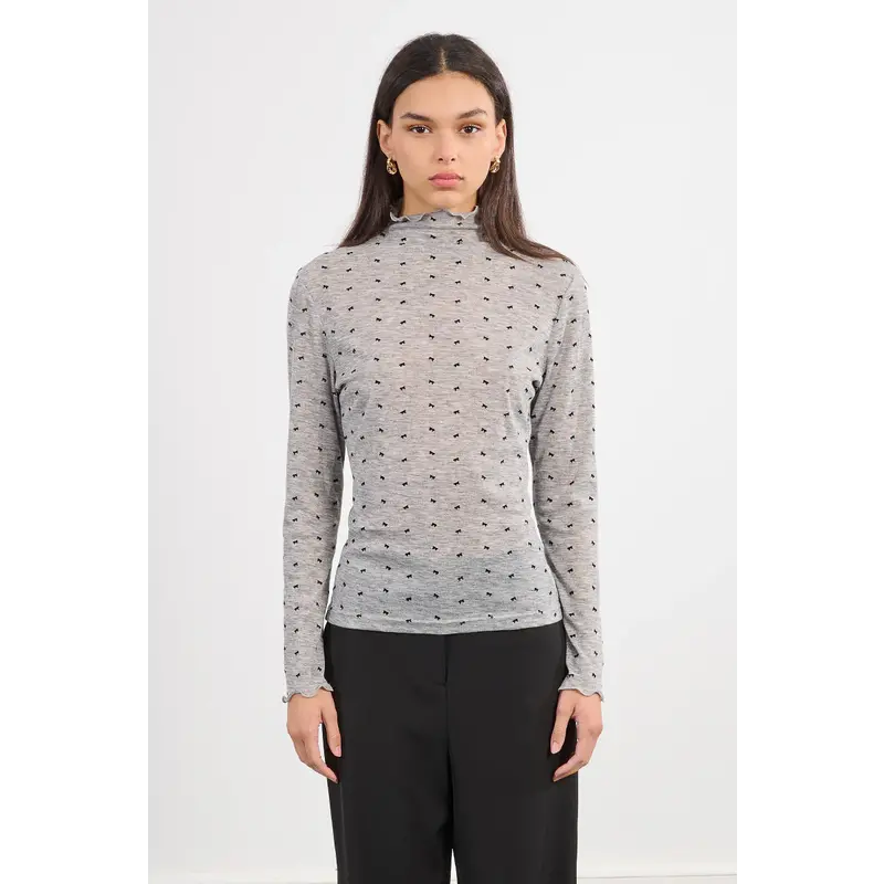 MOLLY BRACKEN MOLLY BRACKEN 25H CHANDAIL COL ROULE MOTIF BOUCLES GRIS