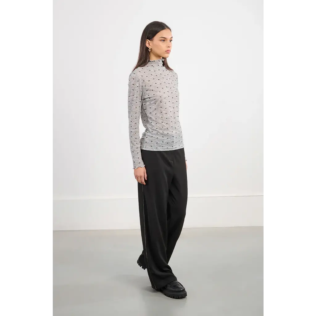 MOLLY BRACKEN MOLLY BRACKEN 25H CHANDAIL COL ROULE MOTIF BOUCLES GRIS