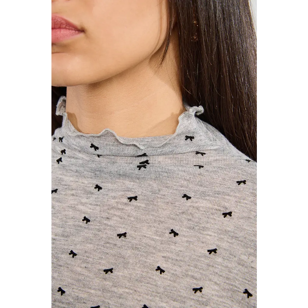 MOLLY BRACKEN MOLLY BRACKEN 25H CHANDAIL COL ROULE MOTIF BOUCLES GRIS