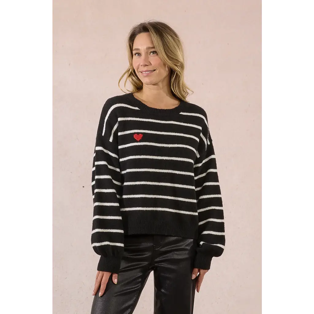 MOLLY BRACKEN MOLLY BRACKEN 25H CHANDAIL RAYE COEUR NOIR/ECRU