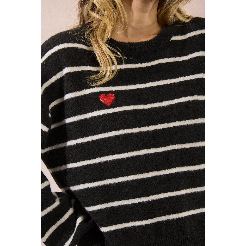 MOLLY BRACKEN MOLLY BRACKEN 25H CHANDAIL RAYE COEUR NOIR/ECRU