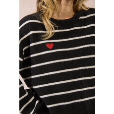 MOLLY BRACKEN MOLLY BRACKEN 25H CHANDAIL RAYE COEUR NOIR/ECRU