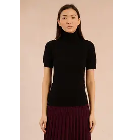 MOLLY BRACKEN MOLLY BRACKEN 25H TRICOT MANCHE COURTE COL ROULE NOIR