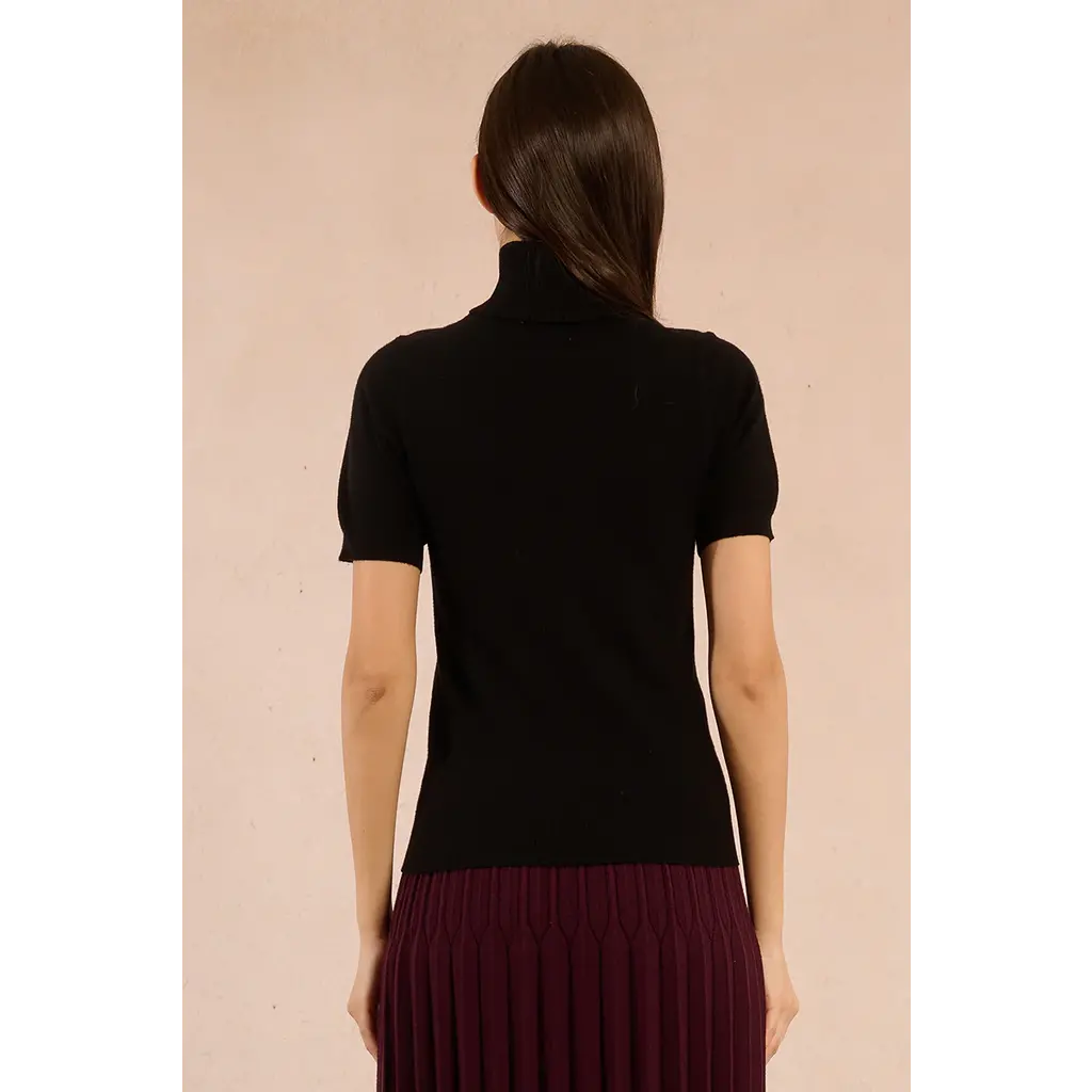 MOLLY BRACKEN MOLLY BRACKEN 25H TRICOT MANCHE COURTE COL ROULE NOIR