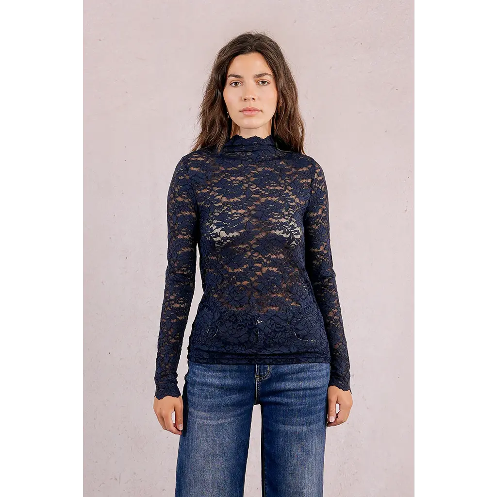 MOLLY BRACKEN MOLLY BRACKEN 25H HAUT DENTELLE MARINE