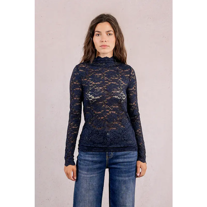 MOLLY BRACKEN MOLLY BRACKEN 25H HAUT DENTELLE MARINE