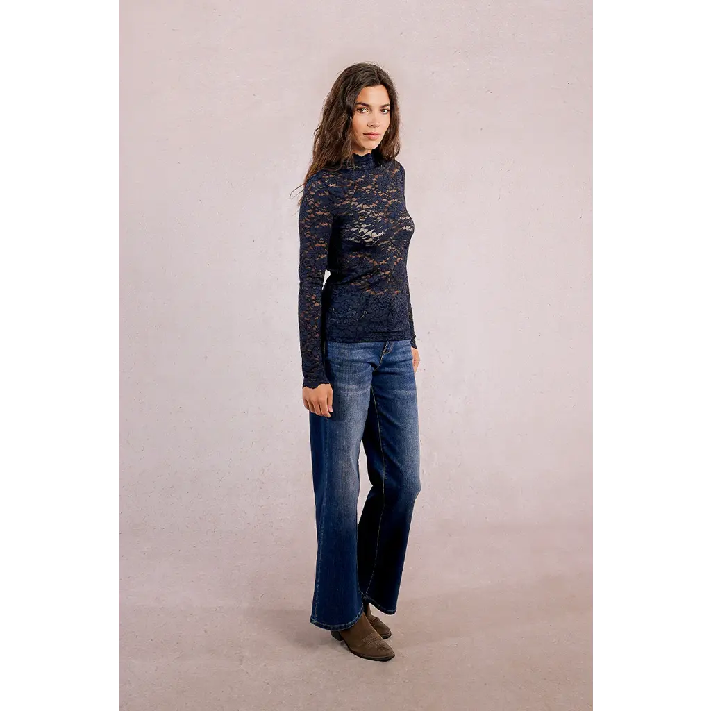 MOLLY BRACKEN MOLLY BRACKEN 25H HAUT DENTELLE MARINE