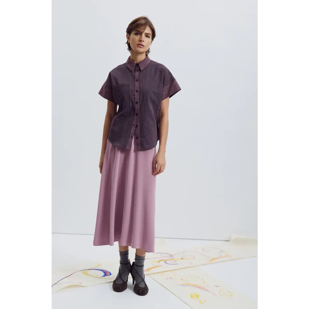 EVE GRAVEL EVE GRAVEL 25H CHEMISE APOLINE NAVY/BURGUNDY