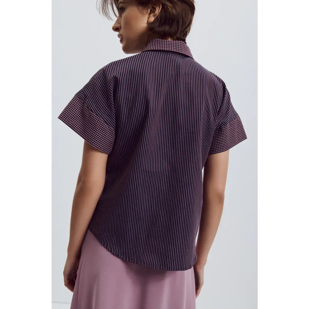 EVE GRAVEL EVE GRAVEL 25H CHEMISE APOLINE NAVY/BURGUNDY