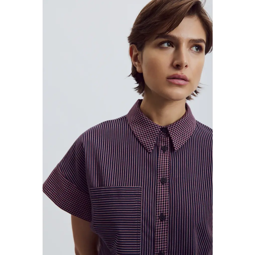 EVE GRAVEL EVE GRAVEL 25H CHEMISE APOLINE NAVY/BURGUNDY