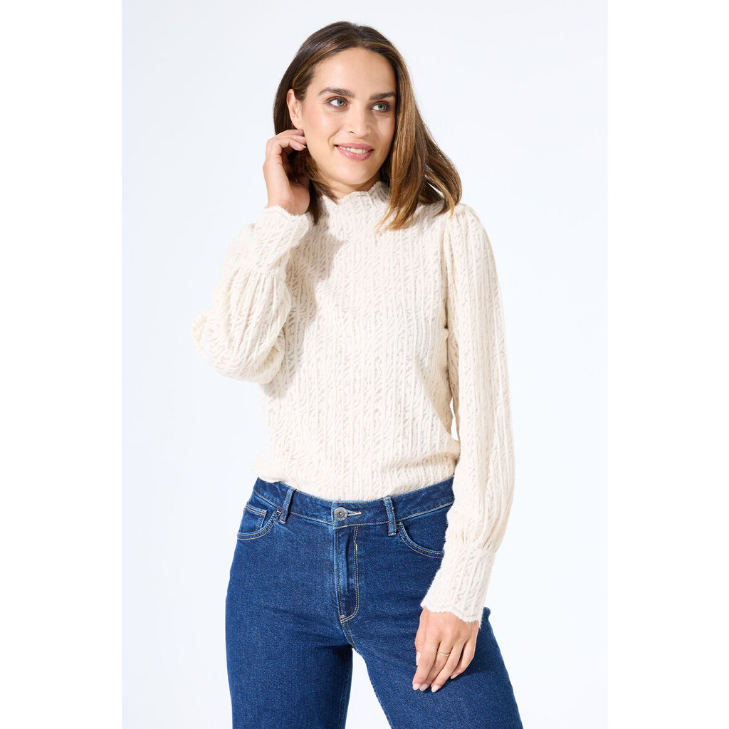 GARCIA GARCIA 25H BLOUSE DENTELLE MOCK NECK CREME