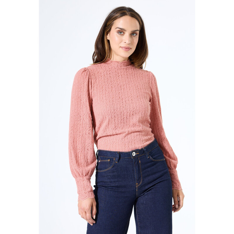 GARCIA GARCIA 25H BLOUSE DENTELLE MOCK NECK ROSE