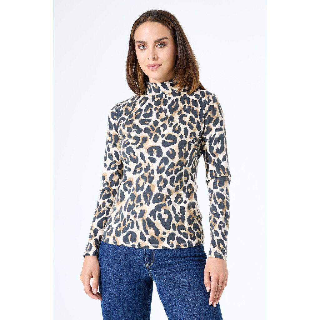 GARCIA GARCIA 25H TOP MOCK NECK ANIMAL ALMOND