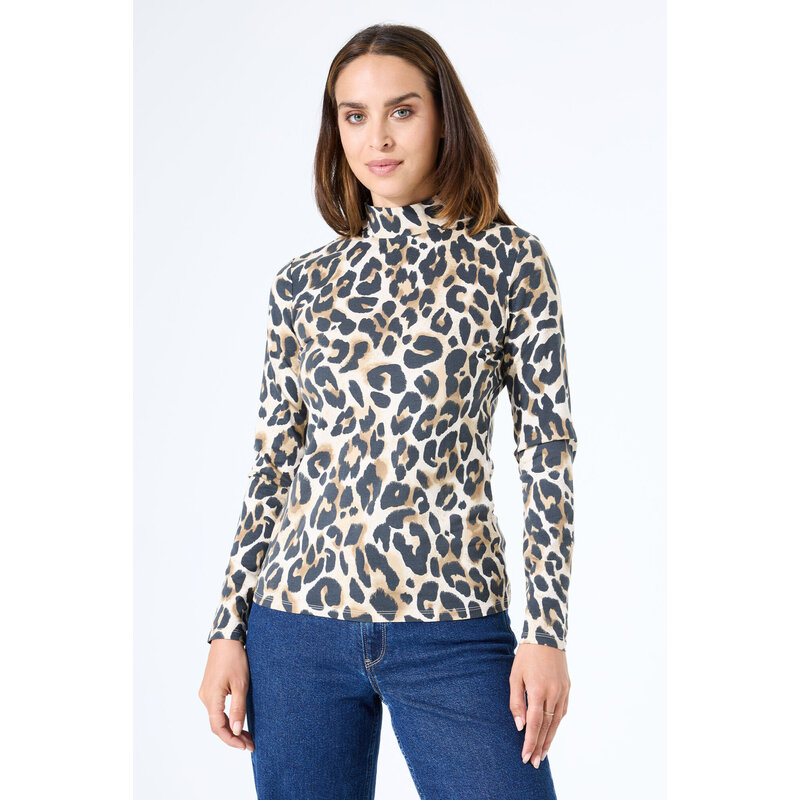 GARCIA GARCIA 25H TOP MOCK NECK ANIMAL ALMOND