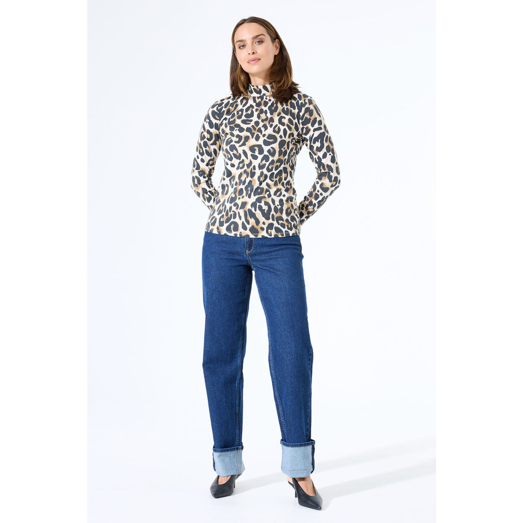 GARCIA GARCIA 25H TOP MOCK NECK ANIMAL ALMOND