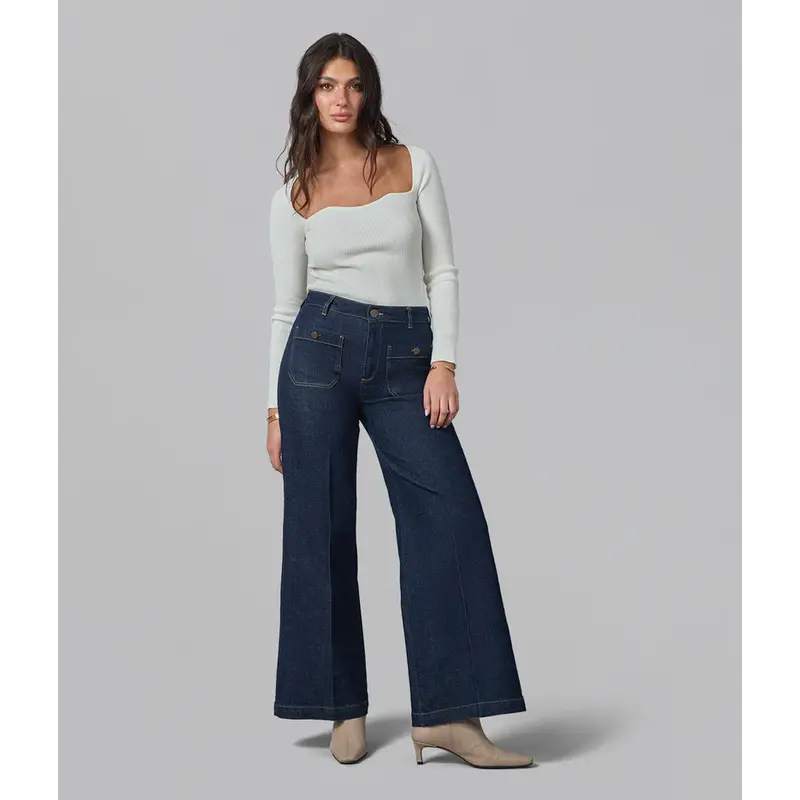 LOLA JEANS LOLA JEANS 25H MILAN HR WIDE LEG 32'' DARK RINSE WASH