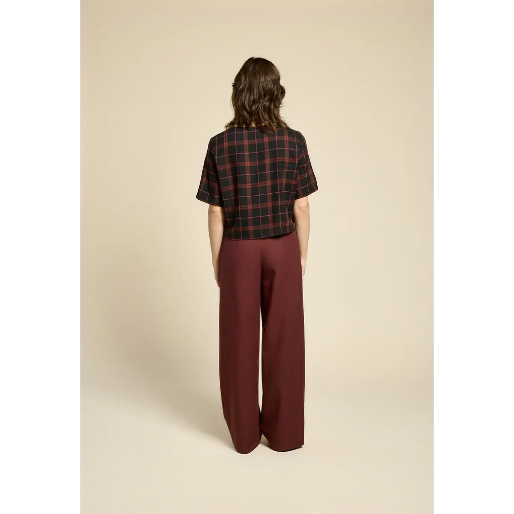 COKLUCH COKLUCH 25H HAUT CROP SOUL LOVE PLAID BOURGOGNE