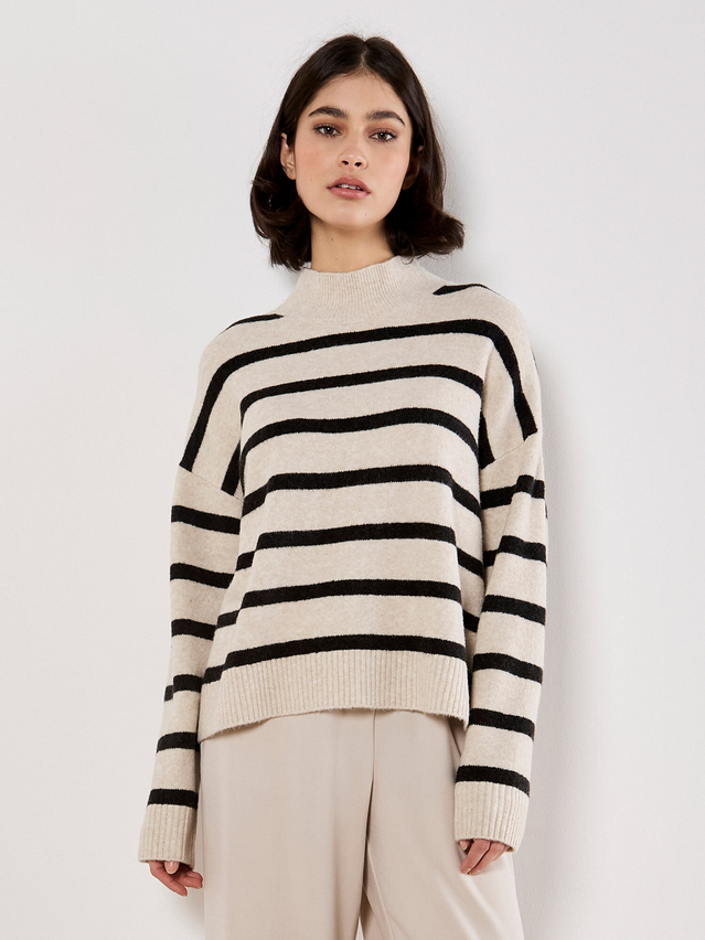 APRICOT 25H PULL AMPLE COL MONTANT RAYE STONE/NOIR
