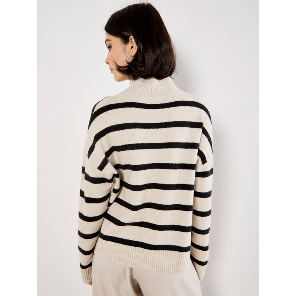 APRICOT APRICOT 25H PULL AMPLE COL MONTANT RAYE STONE/NOIR