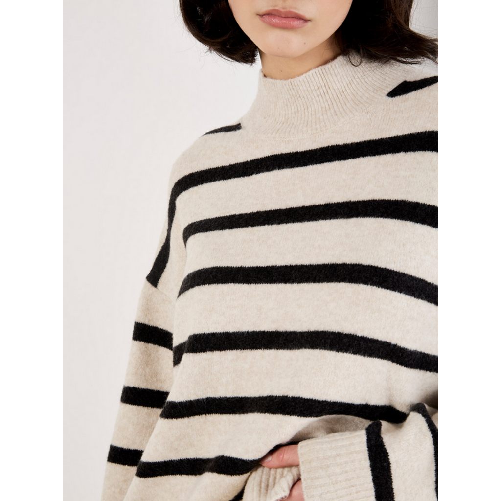 APRICOT APRICOT 25H PULL AMPLE COL MONTANT RAYE STONE/NOIR