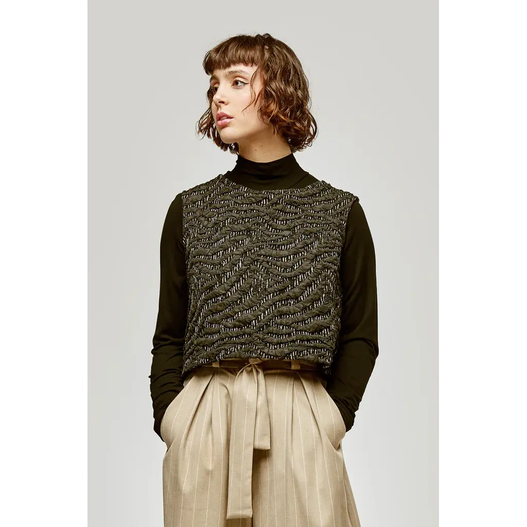 MARIGOLD MARIGOLD 25H HAUT CAMI BOSTON JACQUARD NOIR/OR