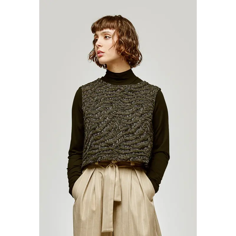 MARIGOLD MARIGOLD 25H HAUT CAMI BOSTON JACQUARD NOIR/OR