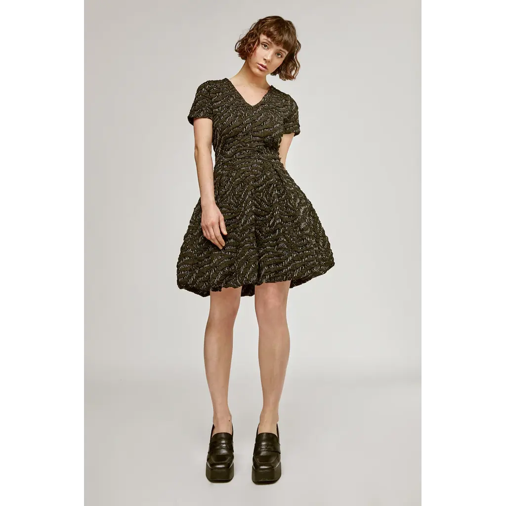 MARIGOLD MARIGOLD 25H ROBE BELLE CINTREE JACQUARD NOIR/OR