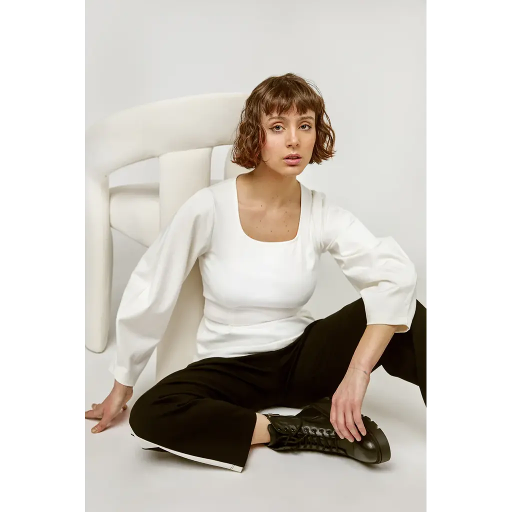 MARIGOLD MARIGOLD 25H TOP CEINTRE BLAIR COL CARRE BLANC