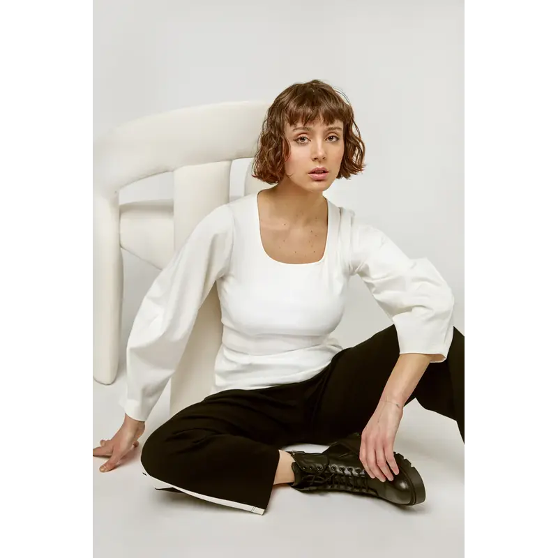 MARIGOLD MARIGOLD 25H TOP CEINTRE BLAIR COL CARRE BLANC