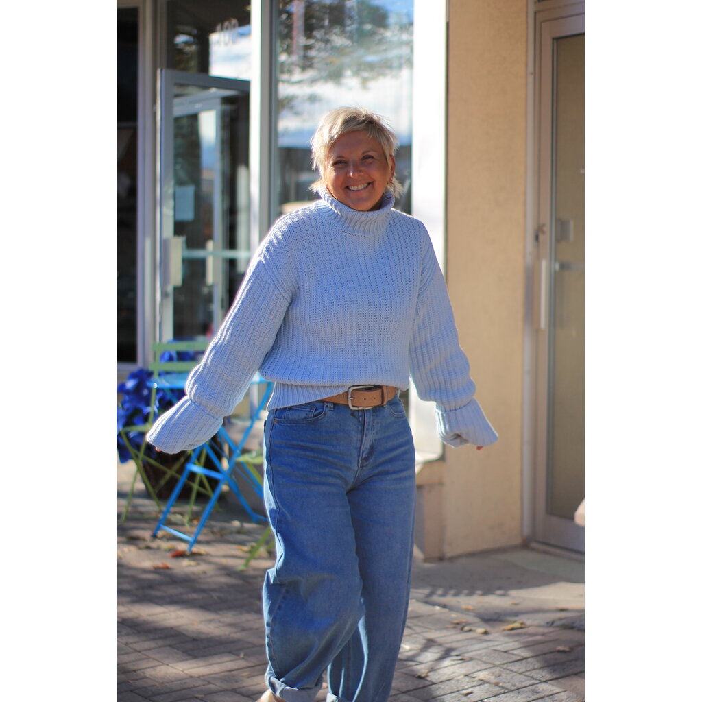 APRICOT APRICOT 25H PULL TRICOT EPAIS POIGNETS LARGES BLEU