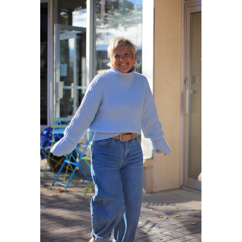 APRICOT APRICOT 25H PULL TRICOT EPAIS POIGNETS LARGES BLEU