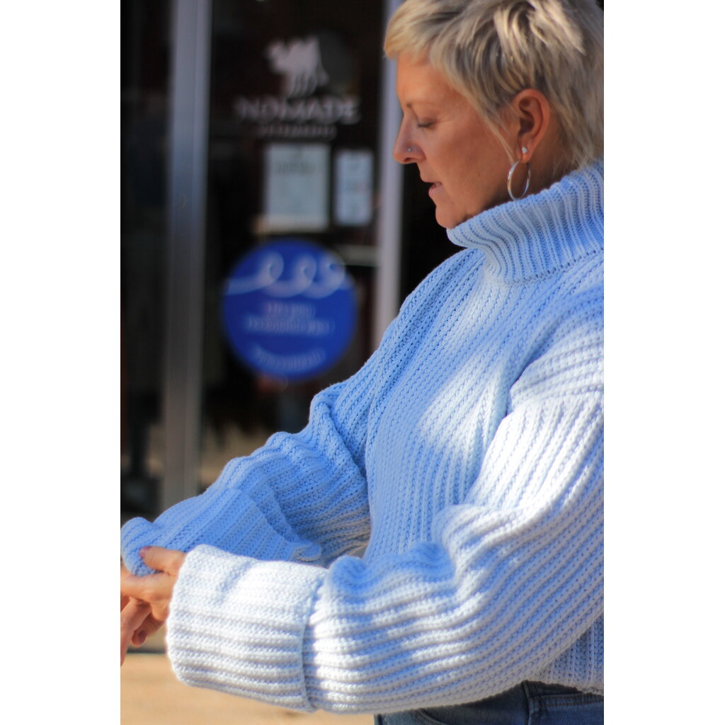 APRICOT APRICOT 25H PULL TRICOT EPAIS POIGNETS LARGES BLEU