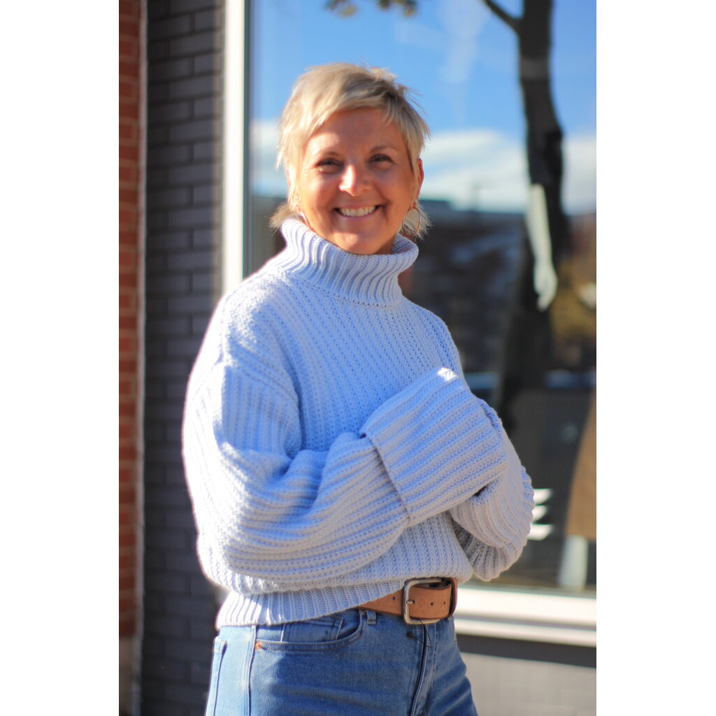 APRICOT APRICOT 25H PULL TRICOT EPAIS POIGNETS LARGES BLEU