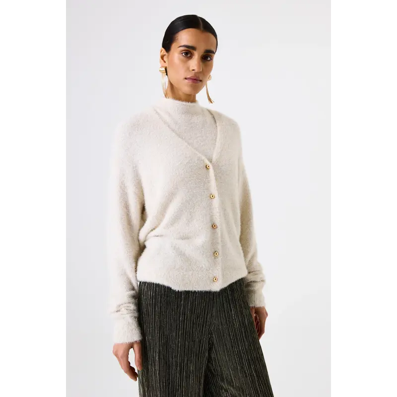 GARCIA GARCIA 25H CARDIGAN DOUX ECRU BOUTONS DORES