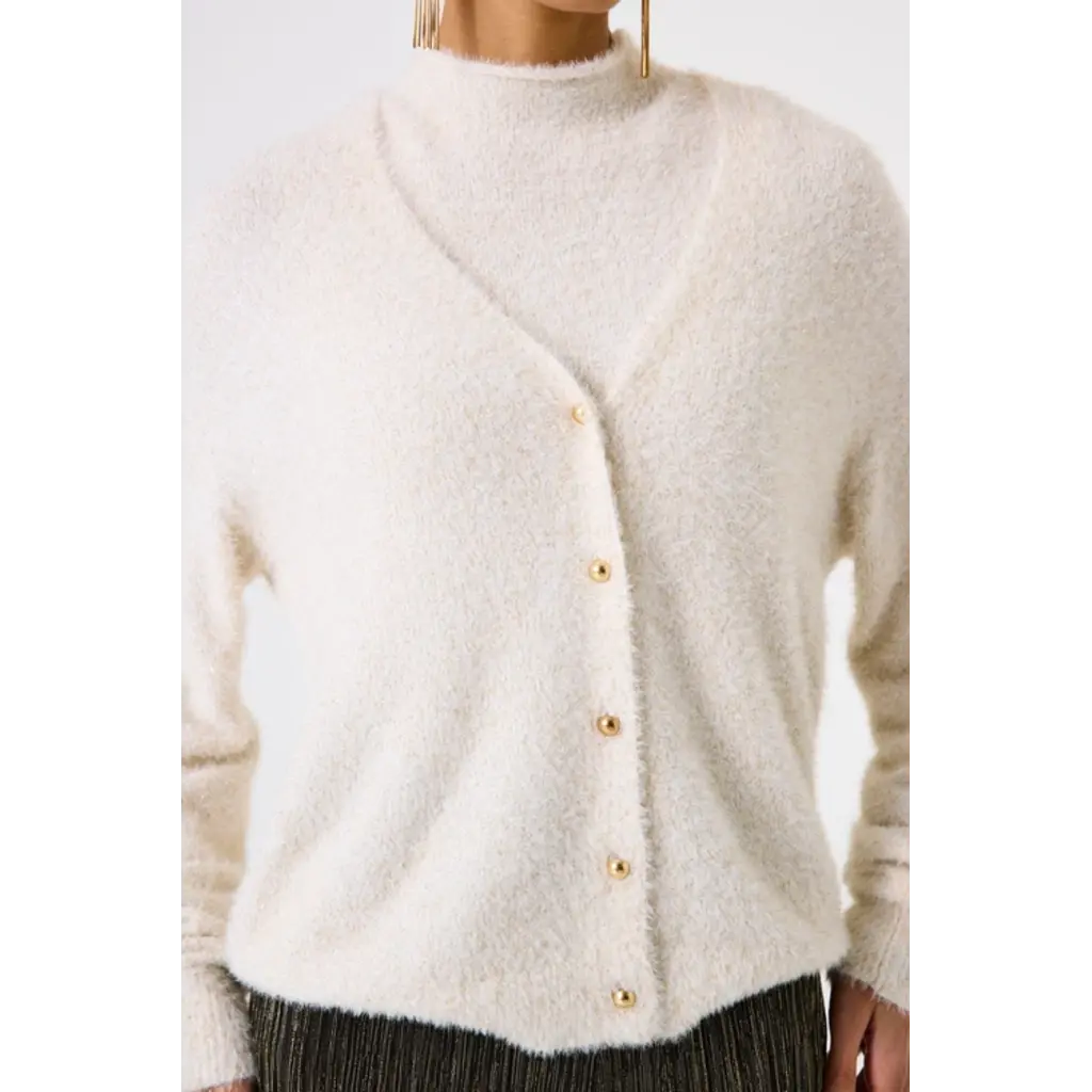 GARCIA GARCIA 25H CARDIGAN DOUX ECRU BOUTONS DORES