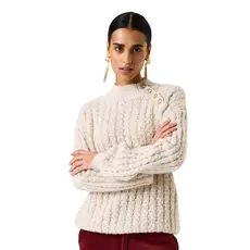 GARCIA GARCIA 25H PULL TRICOT COL MONTANT BOUTONS ECRU
